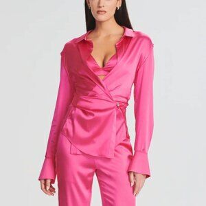 Ser.O.Ya Raines Silk Shirt in Fuschia Pink size Medium Revolve Retrofete‌